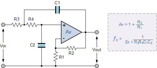 Second Order Active Low Pass Filter Circuit second-order active low pass filter